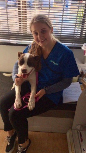 Shine, with her new owner Ella from Bay Vets in Kawerau.