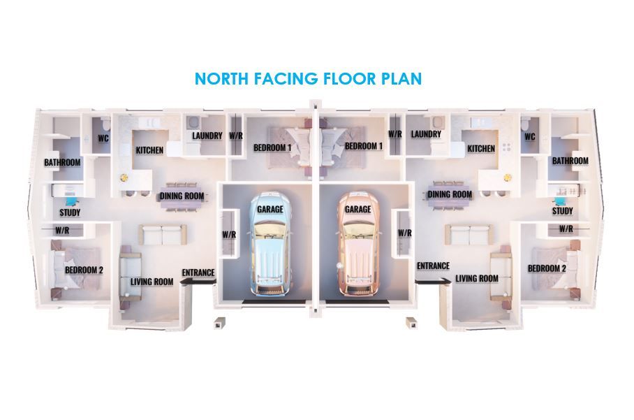 Floorplan of north-facing units