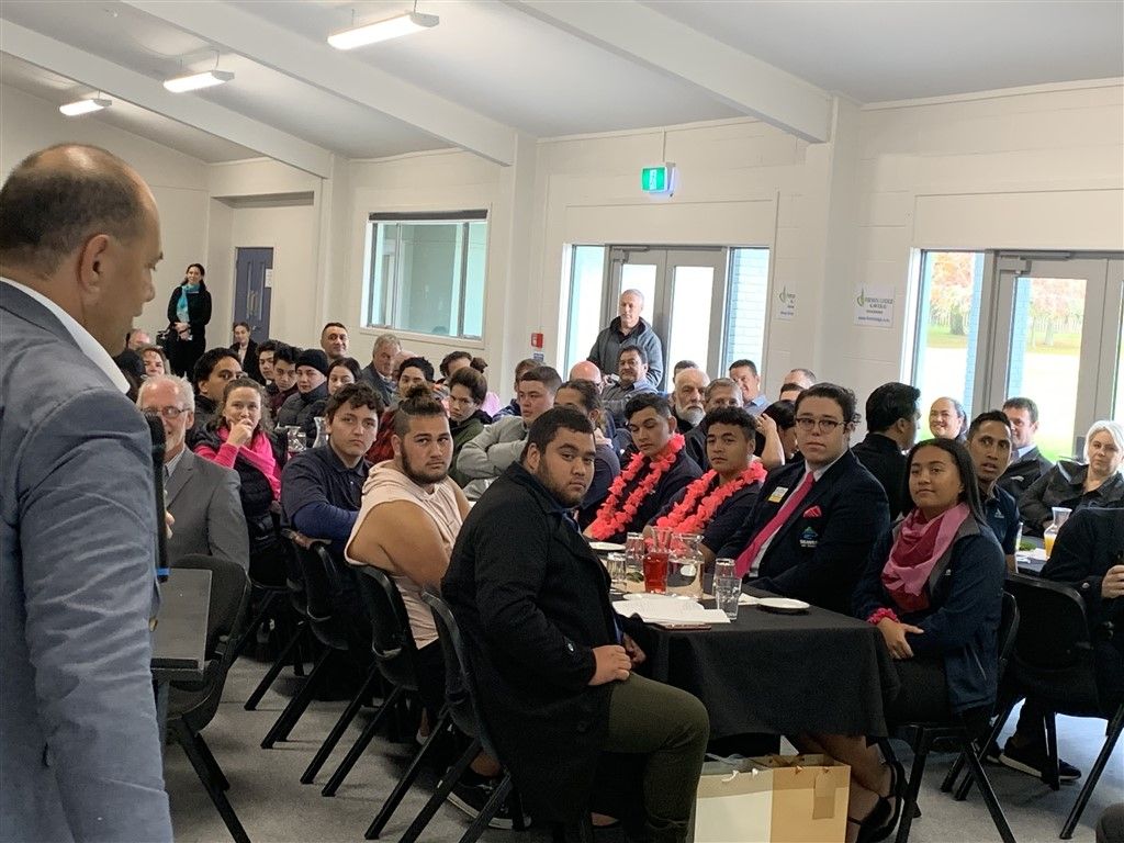 Minister Willie Jackson at Kawerau's Firmin Lodge during the provincial growth funding announcement.
