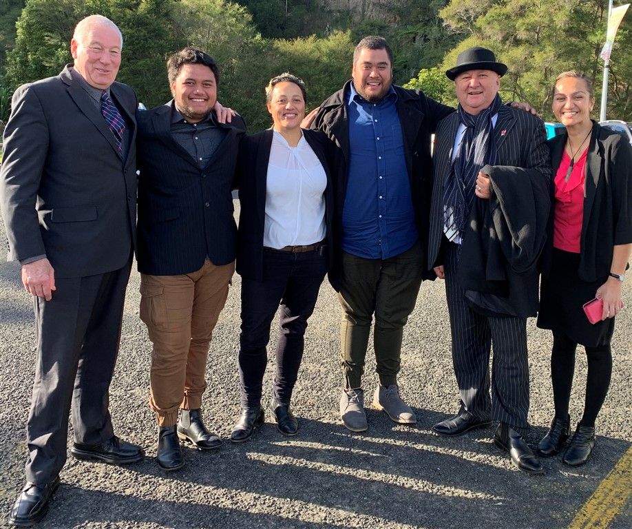 Mayor Campbell, Youth Councillor Majean Rogers, MP Kiritapu Allan, Tuia Delegate Iraia Nuku, Minister Shane Jones and Kawerau Pathways to Work Co-ordinator Faylene Tunui (also Deputy Mayor). 