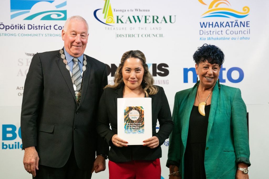 Jacqui with Mayor Malcolm Campbell and MOE Rep Julia Pura-MacKenzie