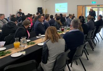 Kawerau Mayor Malcolm Campbell welcomes everyone at the funding announcement and outlines the importance of meaningful programmes for rangatahi.
