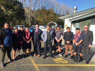 Minister Willie Jackson with Kawerau Rangatahi at PGF announcement