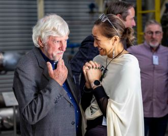 John Bowen, founding member of the Trust for the Destruction of Synthetic Refrigerants with Her Worship the Mayor of Kawerau Faylene Tunui