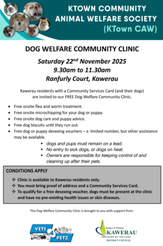 Poster for KTown community animal welfare society- dog welfare clinic